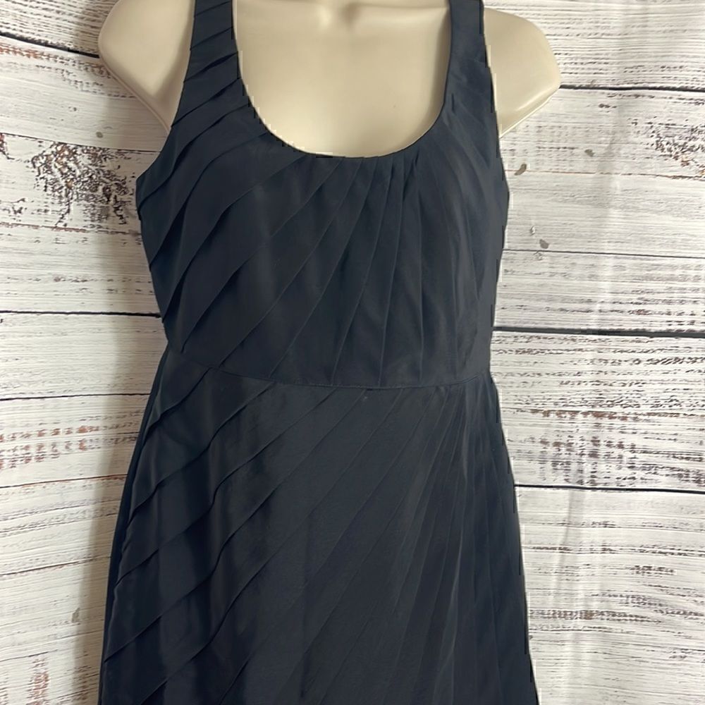 ‎Madison Marcus Dress Womens small silk pleated Black sheath mini Preppy Formal